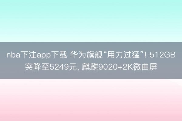 nba下注app下载 华为旗舰“用力过猛”! 512GB突降至5249元， 麒麟9020+2K微曲屏