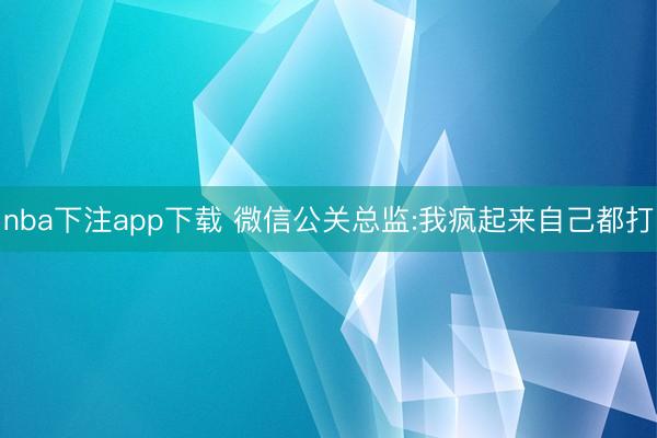 nba下注app下载 微信公关总监:我疯起来自己都打