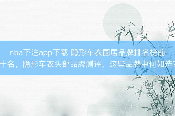 nba下注app下载 隐形车衣国居品牌排名榜前十名,隐形车衣头部品牌测评,这些品牌中何如选?