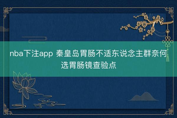 nba下注app 秦皇岛胃肠不适东说念主群奈何选胃肠镜查验点