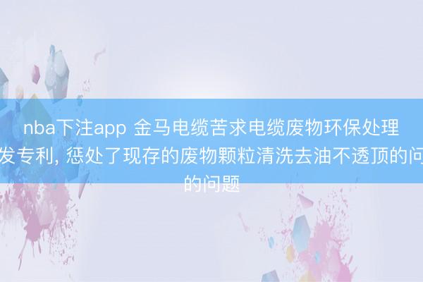 nba下注app 金马电缆苦求电缆废物环保处理开发专利， 惩处了现存的废物颗粒清洗去油不透顶的问题