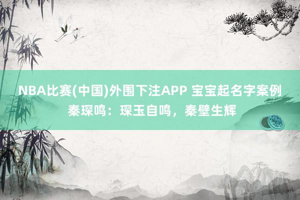 NBA比赛(中国)外围下注APP 宝宝起名字案例 秦琛鸣：琛玉自鸣，秦壁生辉