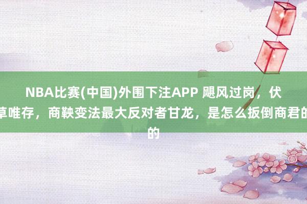 NBA比赛(中国)外围下注APP 飓风过岗，伏草唯存，商鞅变法最大反对者甘龙，是怎么扳倒商君的