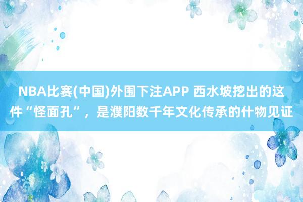 NBA比赛(中国)外围下注APP 西水坡挖出的这件“怪面孔”,是濮阳数千年文化传承的什物见证
