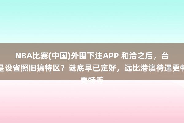 NBA比赛(中国)外围下注APP 和洽之后,台湾是设省照旧搞特区?谜底早已定好,远比港澳待遇更特等