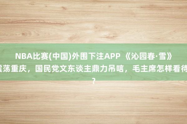 NBA比赛(中国)外围下注APP 《沁园春·雪》震荡重庆,国民党文东谈主鼎力吊唁,毛主席怎样看待?