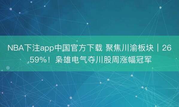 NBA下注app中国官方下载 聚焦川渝板块｜26.59%！枭雄电气夺川股周涨幅冠军