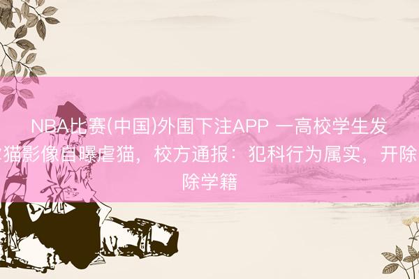 NBA比赛(中国)外围下注APP 一高校学生发布虐猫影像自曝虐猫，校方通报：犯科行为属实，开除学籍