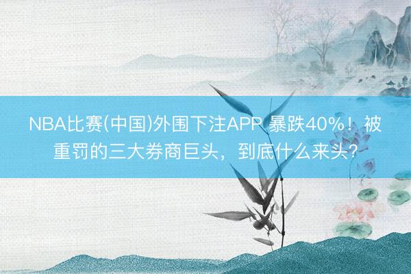 NBA比赛(中国)外围下注APP 暴跌40%!被重罚的三大券商巨头,到底什么来头?