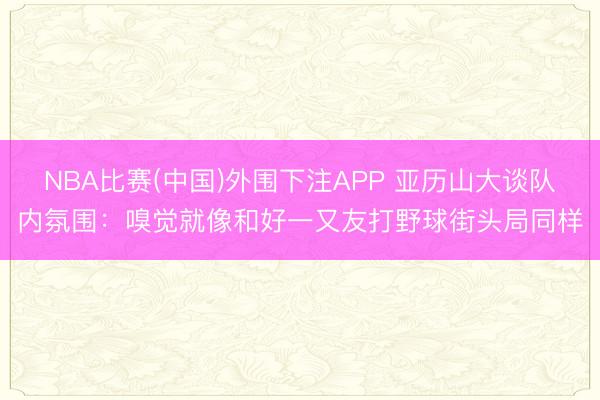 NBA比赛(中国)外围下注APP 亚历山大谈队内氛围：嗅觉就像和好一又友打野球街头局同样