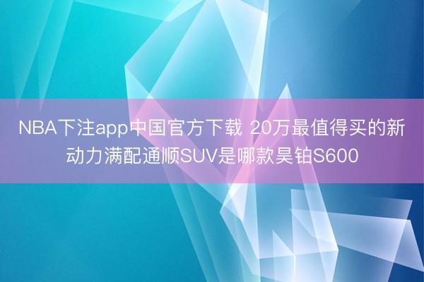 NBA下注app中国官方下载 20万最值得买的新动力满配通顺SUV是哪款昊铂S600