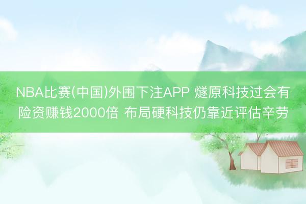 NBA比赛(中国)外围下注APP 燧原科技过会有险资赚钱2000倍 布局硬科技仍靠近评估辛劳