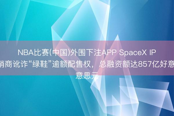 NBA比赛(中国)外围下注APP SpaceX IPO承销商讹诈“绿鞋”逾额配售权，总融资额达857亿好意思元