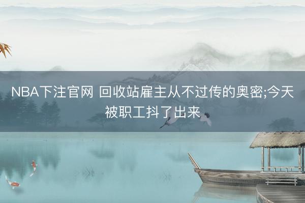NBA下注官网 回收站雇主从不过传的奥密;今天被职工抖了出来